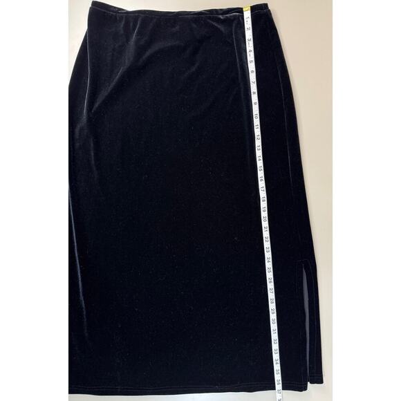 Vintage 90s Y2K Black Velvet Maxi XL Skirt Spooky Halloween Witchy WhimsyGoth - Picture 7 of 9